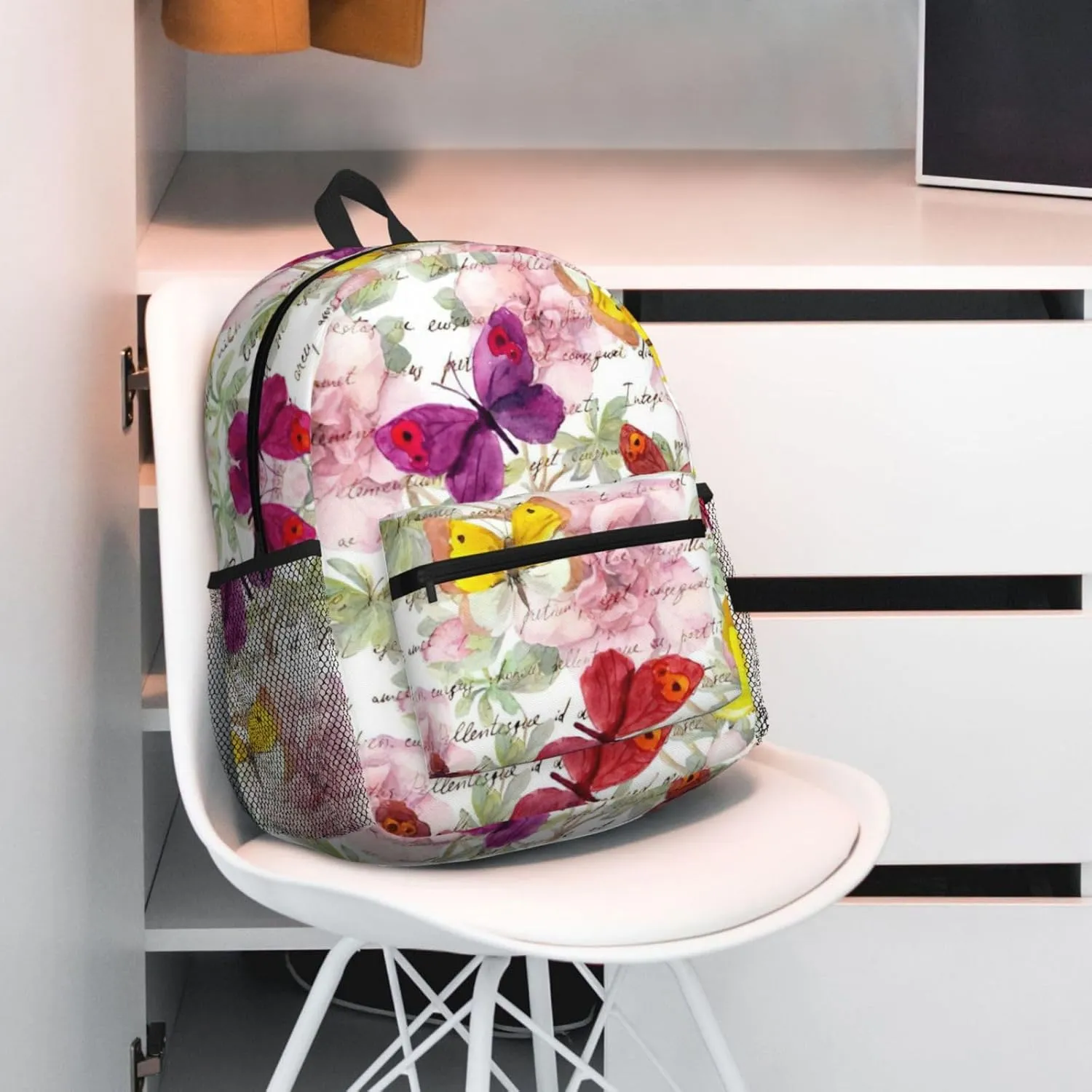 WURTON Butterfly Print Backpacks Casual,Pacious Compartments,Work,Travel,Outdoor Activities Unisex Daypacks