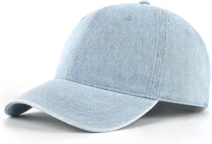 XXL Oversize Washed Denim Baseball Cap,Low Profile Jean Sports Cap for Big Heads 23.5"-25.5",Large Pigment Dyed Dad Hat