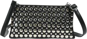 Y2k Crescent Crossbody Purse Women 90s PU Leather Trendy Studded Shoulder Satchels Hobo Bags Punk Underarm Tote Handbag