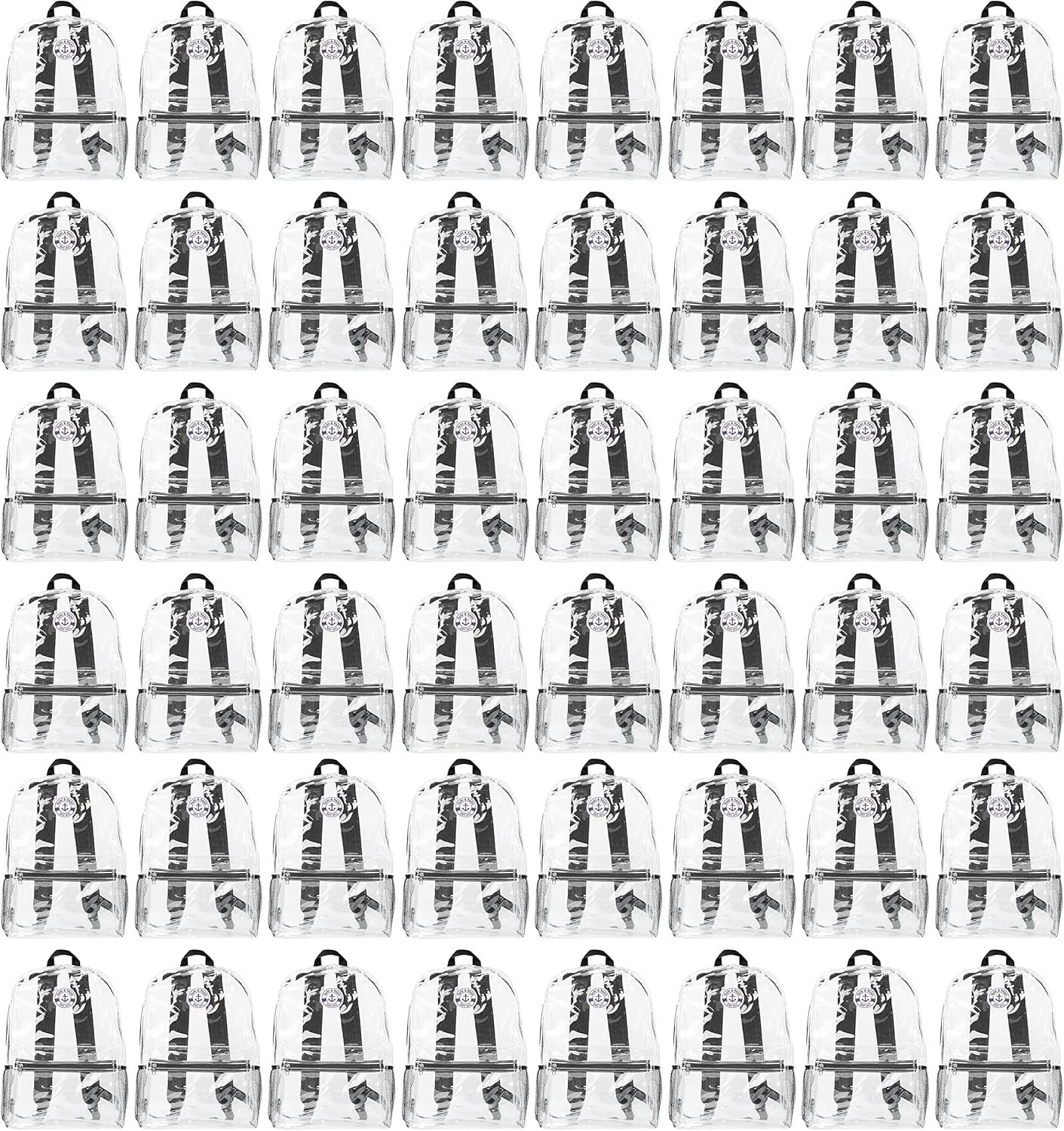 Yacht & Smith 48 Pack Clear Transparent Backpacks, Bulk 17 inch Lightweight Outdoor Travel Gym Corporate Events Bag