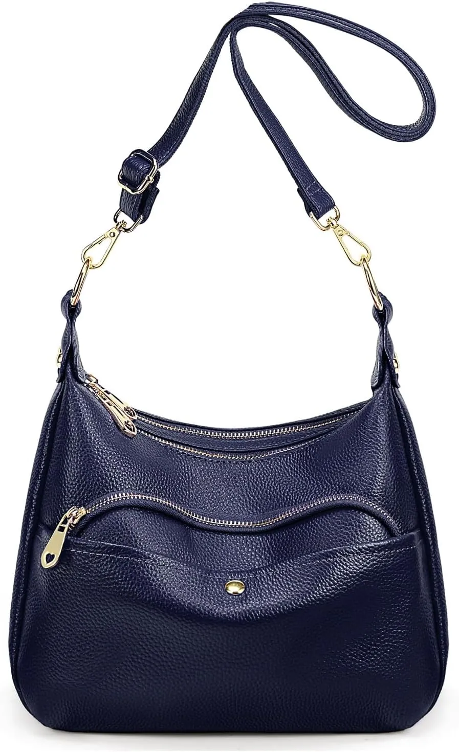 YALUXE Genuine Cowhide Leather Shoulder Bag Dual Zip Compartments Multi Pockets Fashion Handbags and Purses for Women