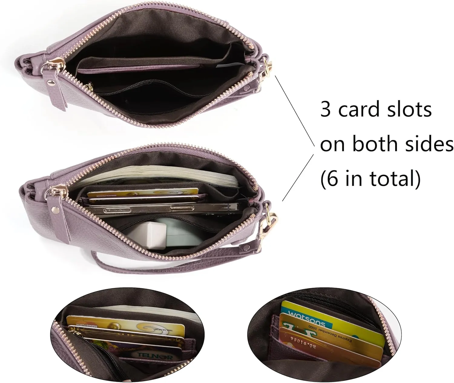 YALUXE Women's Genuine Leather Wristlet Handbags Envelope Style Cell Phone Purse Card Holder Clutch Wallet