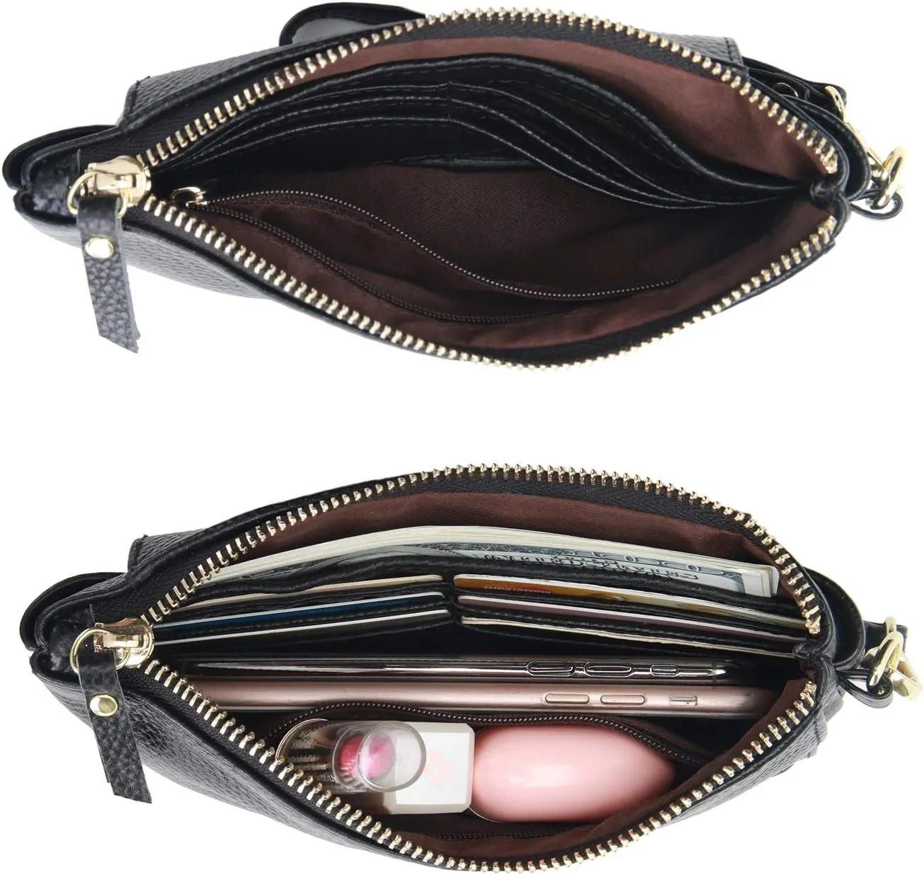 YALUXE Women's Genuine Leather Wristlet Handbags Envelope Style Cell Phone Purse Card Holder Clutch Wallet