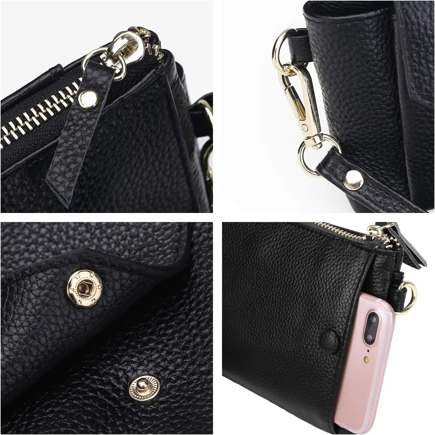 YALUXE Women's Genuine Leather Wristlet Handbags Envelope Style Cell Phone Purse Card Holder Clutch Wallet
