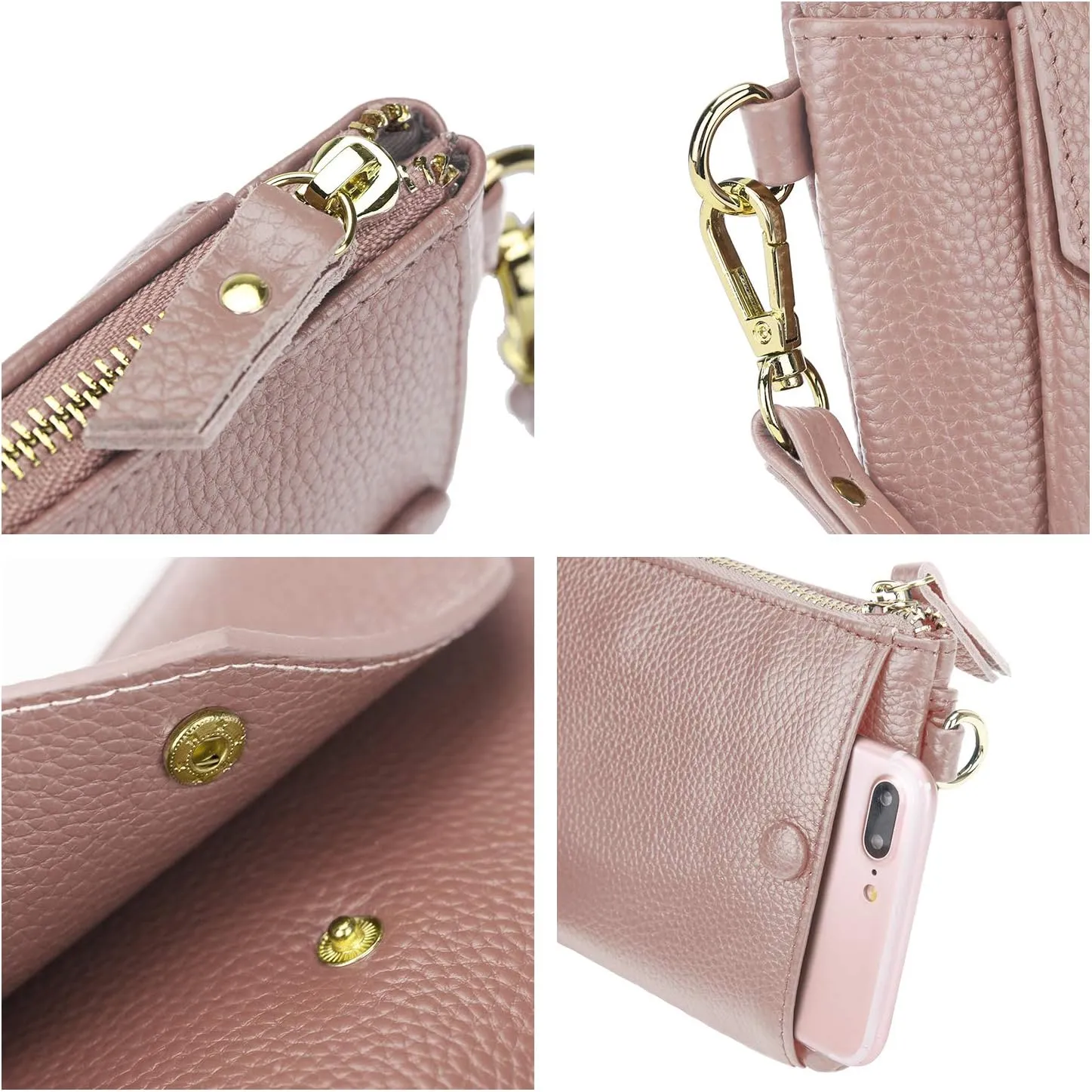 YALUXE Women's Genuine Leather Wristlet Handbags Envelope Style Cell Phone Purse Card Holder Clutch Wallet