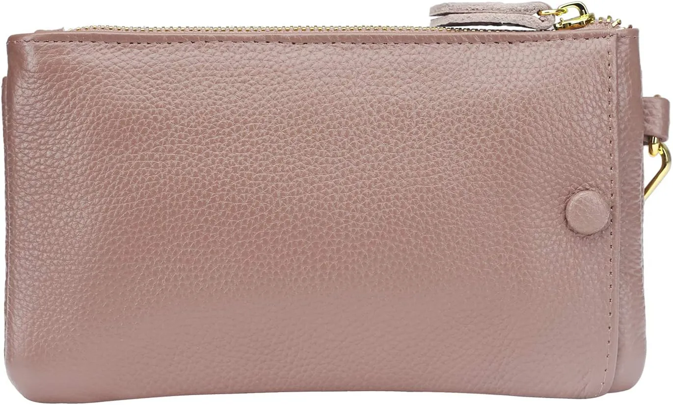 YALUXE Women's Genuine Leather Wristlet Handbags Envelope Style Cell Phone Purse Card Holder Clutch Wallet
