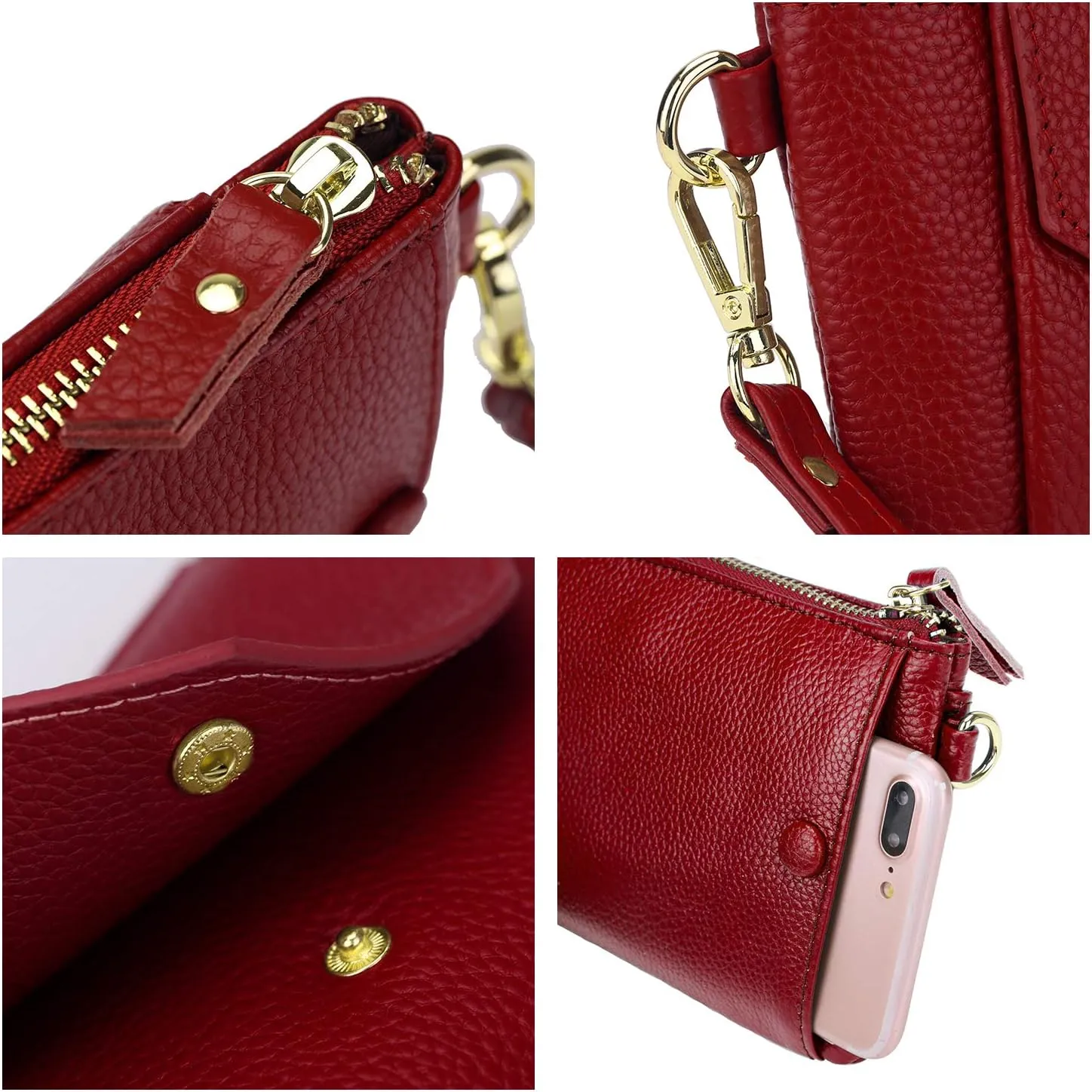 YALUXE Women's Genuine Leather Wristlet Handbags Envelope Style Cell Phone Purse Card Holder Clutch Wallet