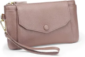 YALUXE Women's Genuine Leather Wristlet Handbags Envelope Style Cell Phone Purse Card Holder Clutch Wallet