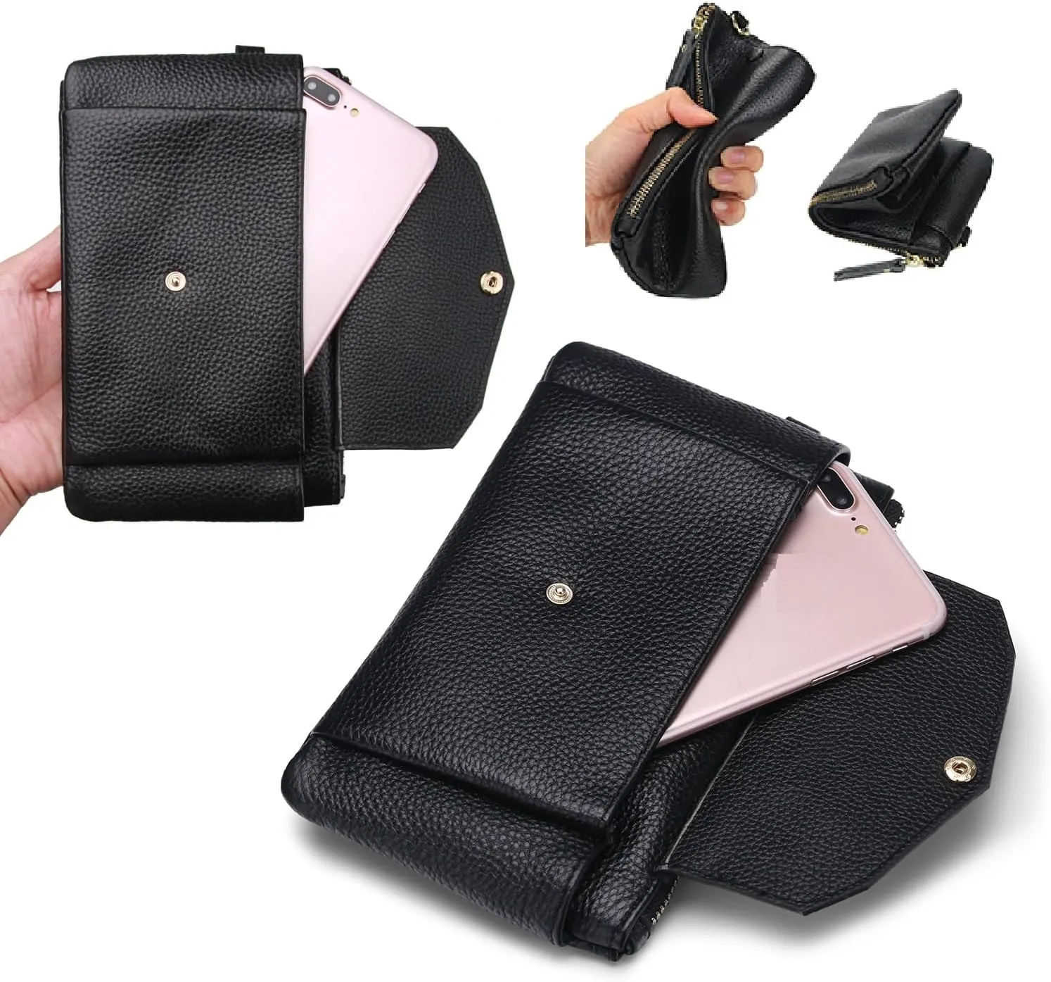 YALUXE Women's Genuine Leather Wristlet Handbags Envelope Style Cell Phone Purse Card Holder Clutch Wallet