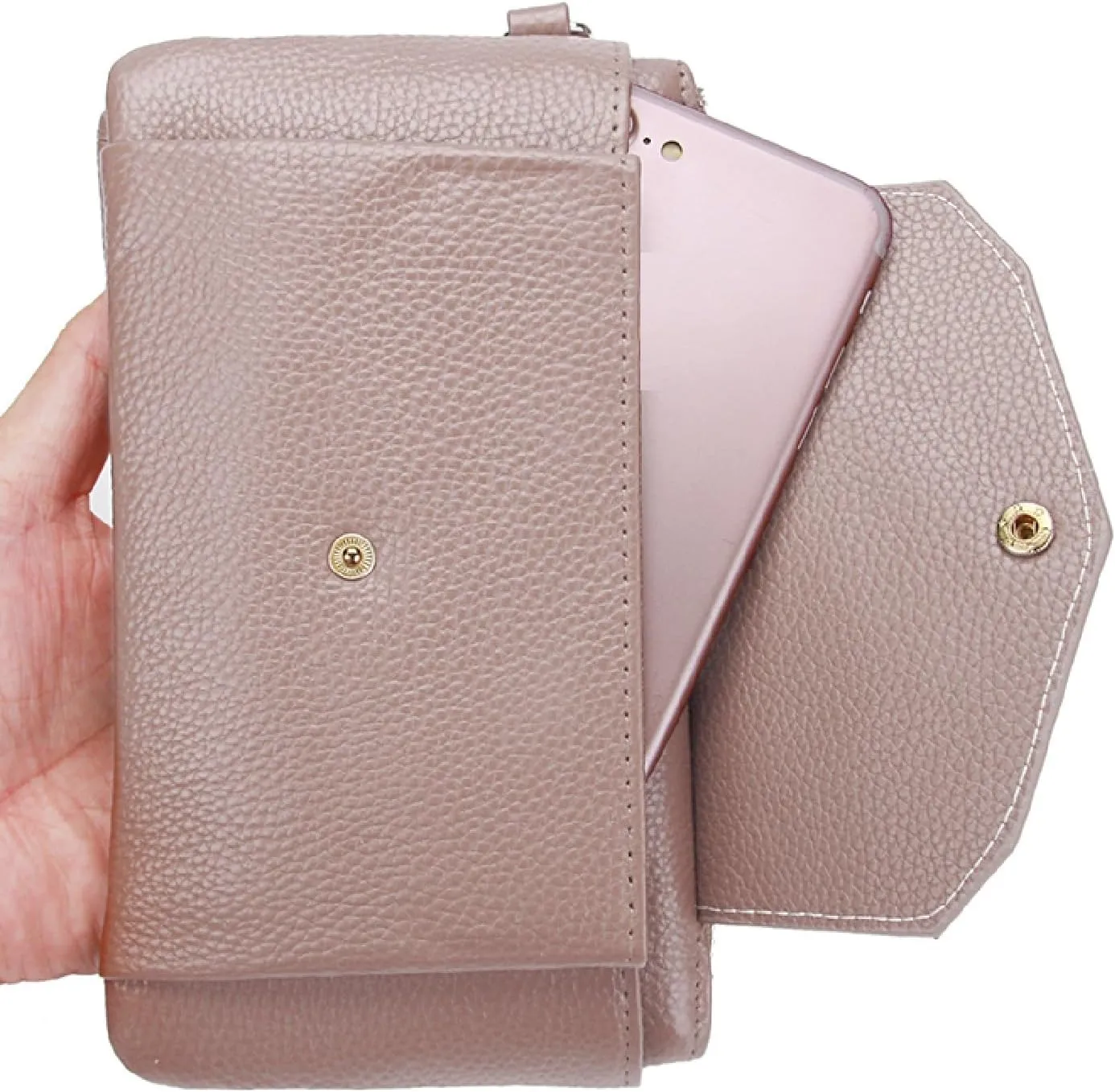 YALUXE Women's Genuine Leather Wristlet Handbags Envelope Style Cell Phone Purse Card Holder Clutch Wallet