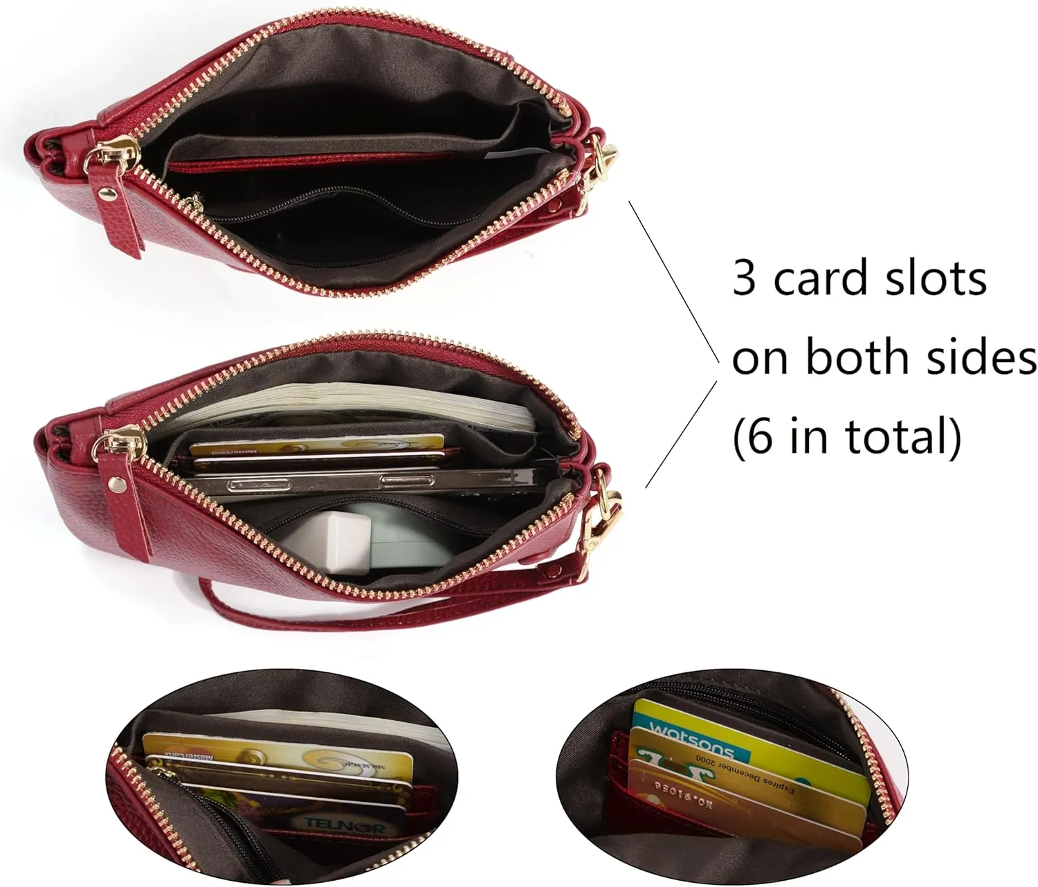 YALUXE Women's Genuine Leather Wristlet Handbags Envelope Style Cell Phone Purse Card Holder Clutch Wallet
