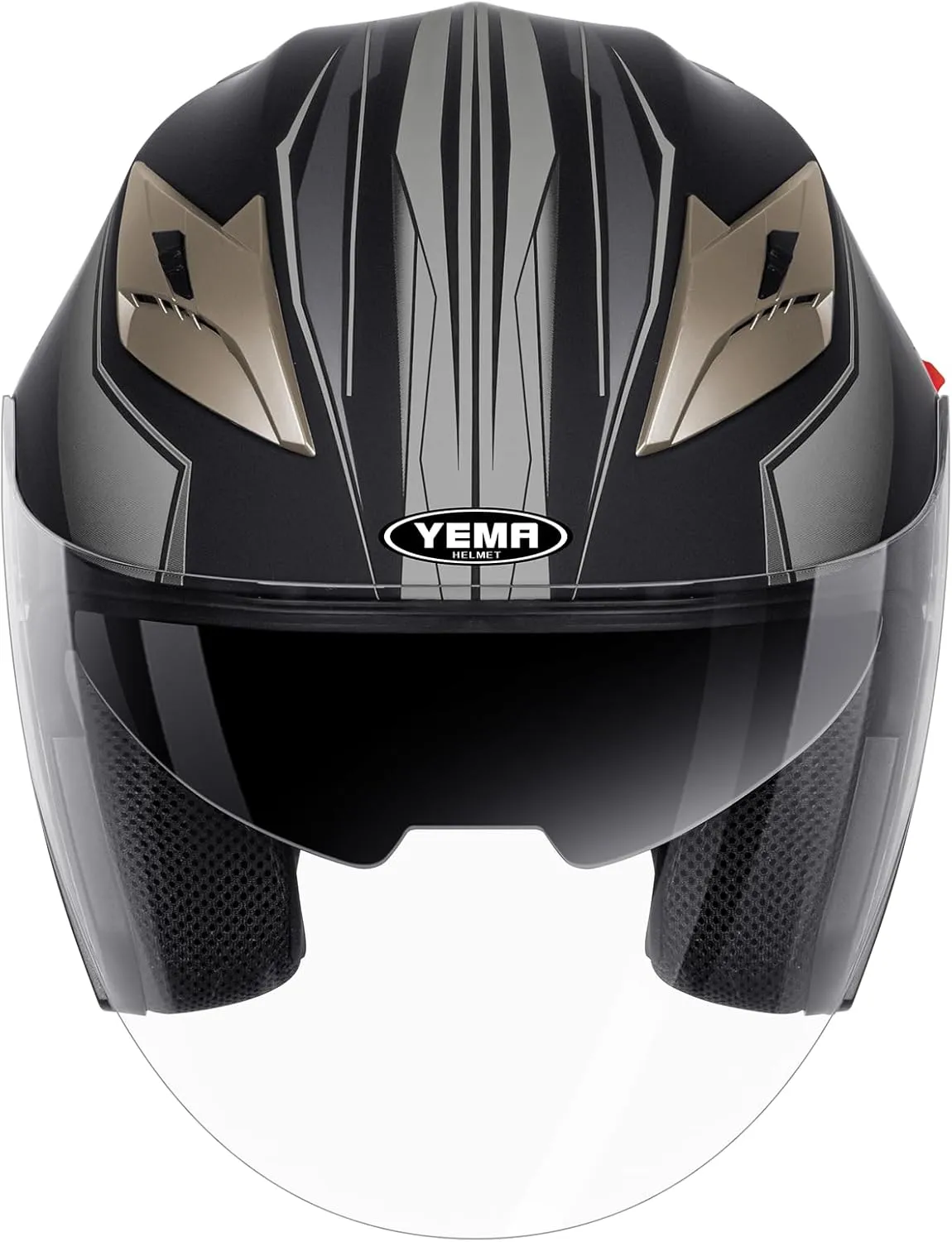 YEMA Open Face Motorcycle Helmets, DOT Approved 3/4 Moped Helmet Dual Visor Quick Release Buckle, Helmets for Adults Motorcycle Men Women Helmets for Moped Scooter Streey