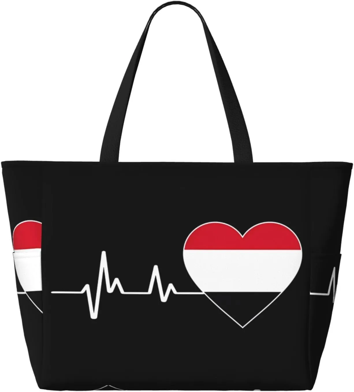 Yemenian Flag Emblem Women Large Beach Bag Travel Weekender Foldable Tote Bag for Pool Beach Vacation Gym