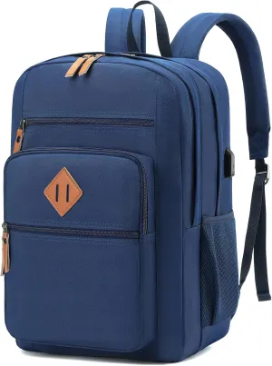 YGR Classic Carry-on Travel Backpack for Men and Women, Anti Theft Laptop Backpack with USB Charging Port for Work, Large Computer Backpack for College, Water Resistant, Outdoor Sports, Work, Blue
