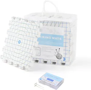 Yrangee Blocking Mats for Crochet, Extra Thick Blocking Board for Crocheting,9 Pack Knitting Blocking Mats with 100 T-Pins and Storage Bag for Needlework or Crochet