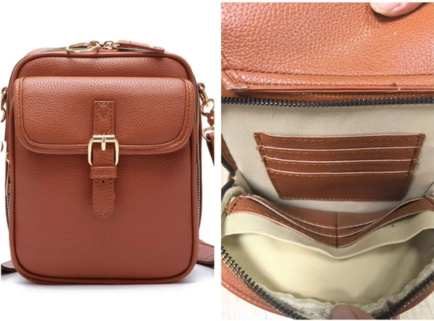 Zealburst Crossbody Leather Bag, Collaboraten1 Urvashi Crossbody Leather Bag for Women, Built in Wallet, Vegan Anti-Theft