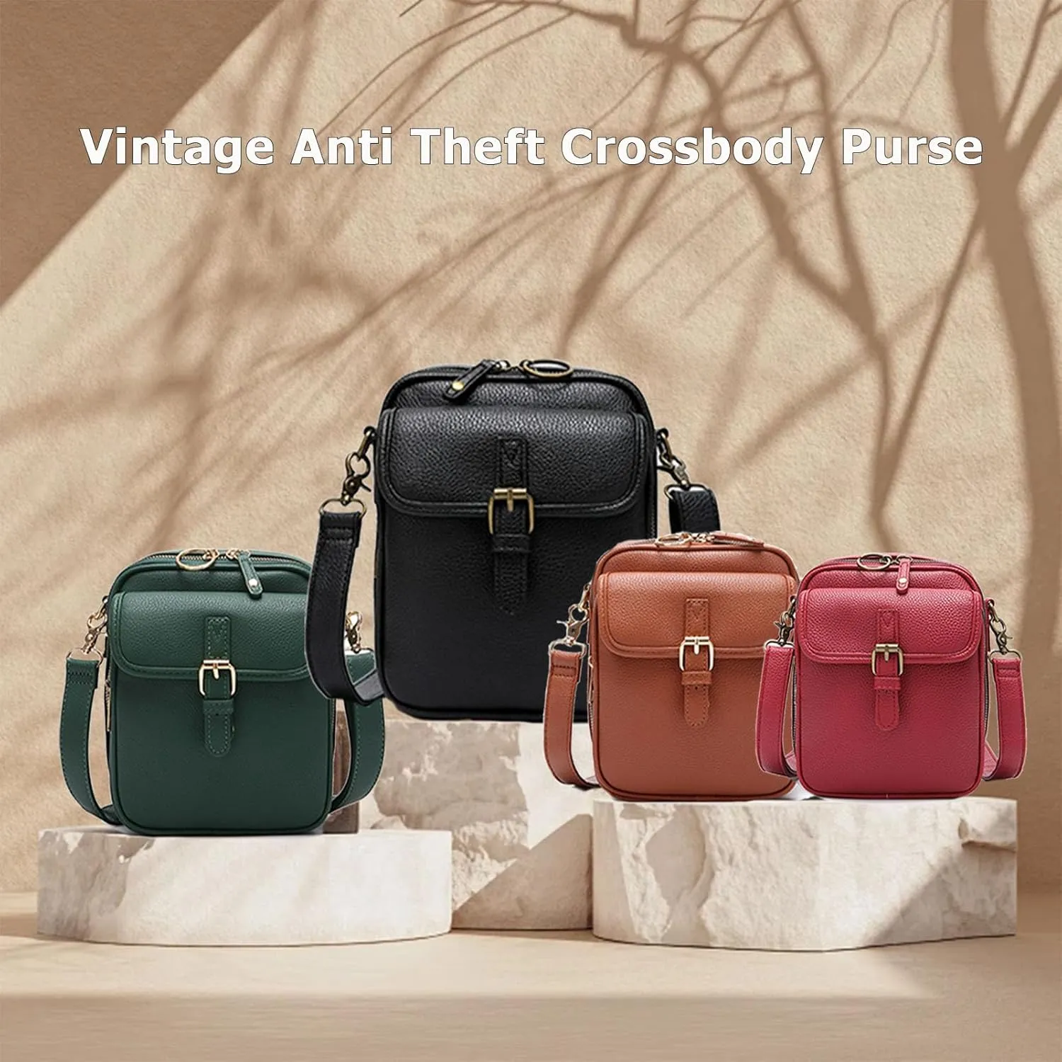 Zealburst Crossbody Leather Bag, Collaboraten1 Urvashi Crossbody Leather Bag for Women, Built in Wallet, Vegan Anti-Theft