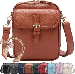 Zealburst Crossbody Leather Bag, Collaboraten1 Urvashi Crossbody Leather Bag for Women, Built in Wallet, Vegan Anti-Theft