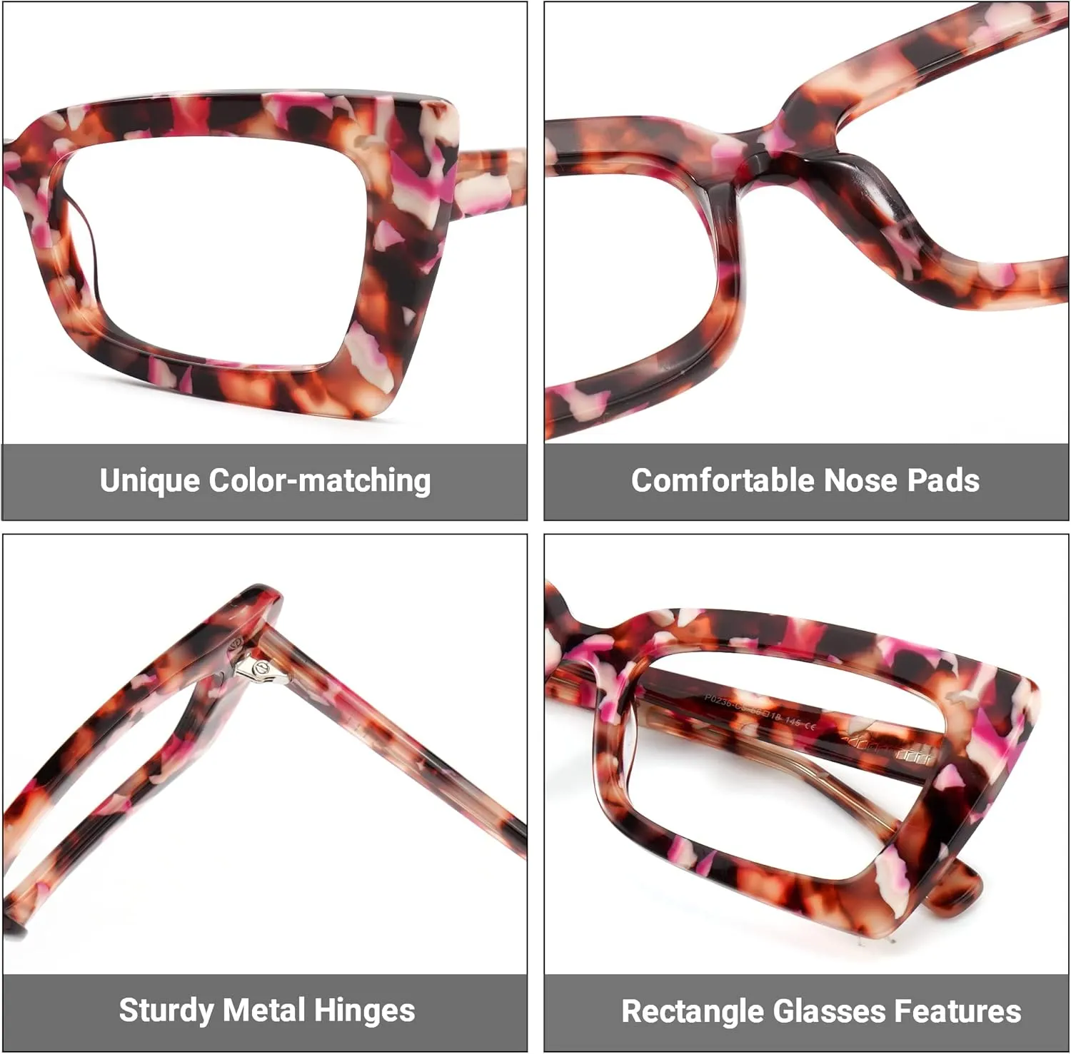 Zeelool Retro Thick Blue Light Blocking Glasses, Acetate Rectangle Glasses Frame for Women Newell VFP0236