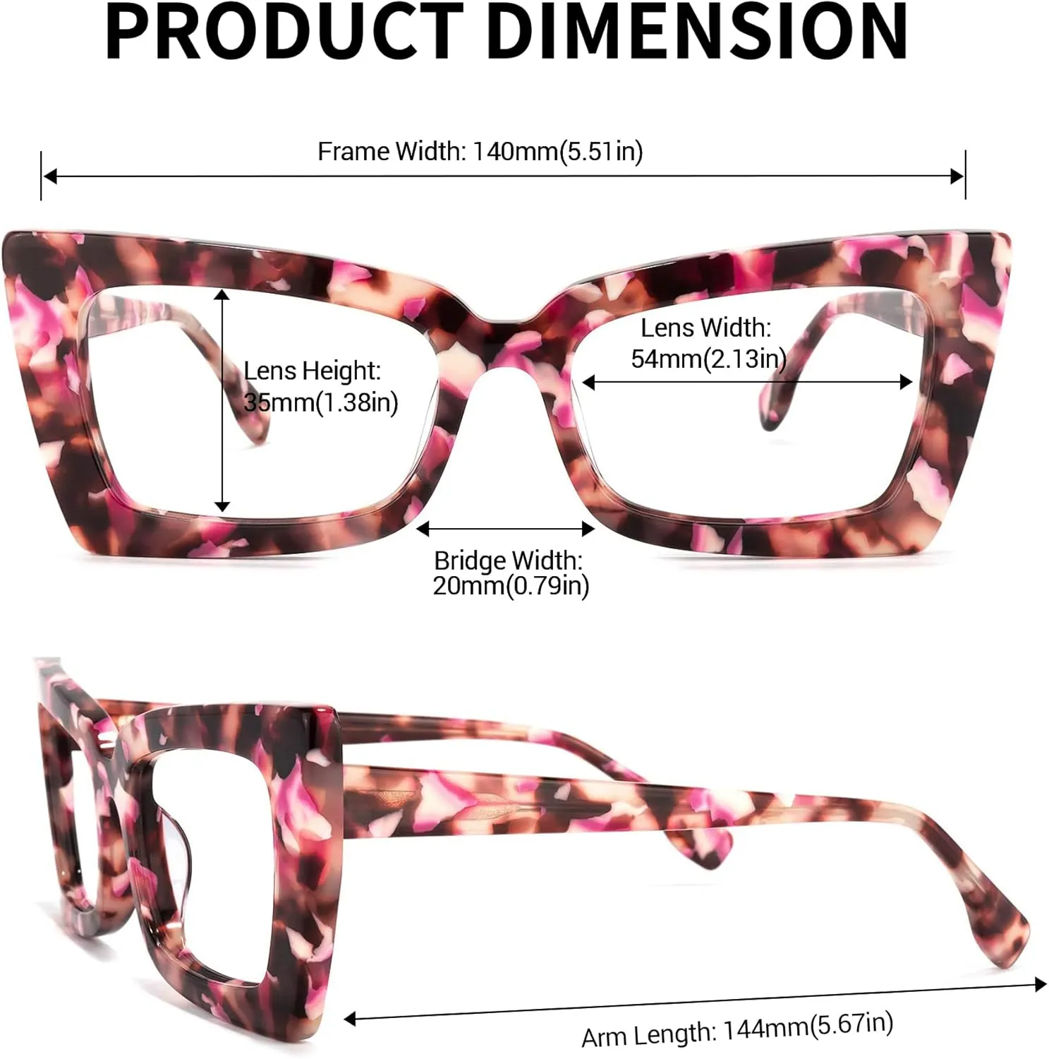 Zeelool Retro Thick Blue Light Blocking Glasses, Acetate Rectangle Glasses Frame for Women Newell VFP0236