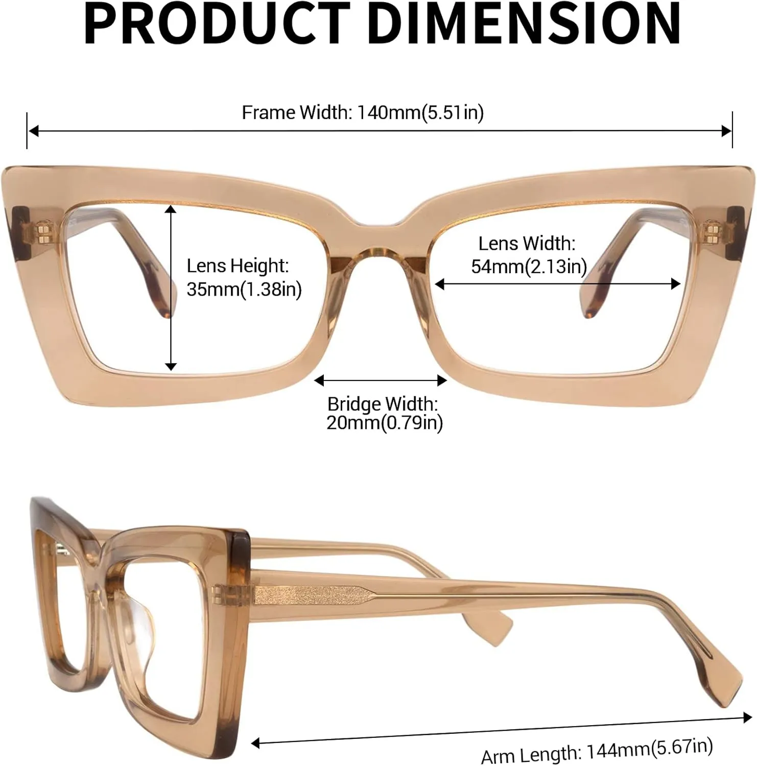Zeelool Retro Thick Blue Light Blocking Glasses, Acetate Rectangle Glasses Frame for Women Newell VFP0236