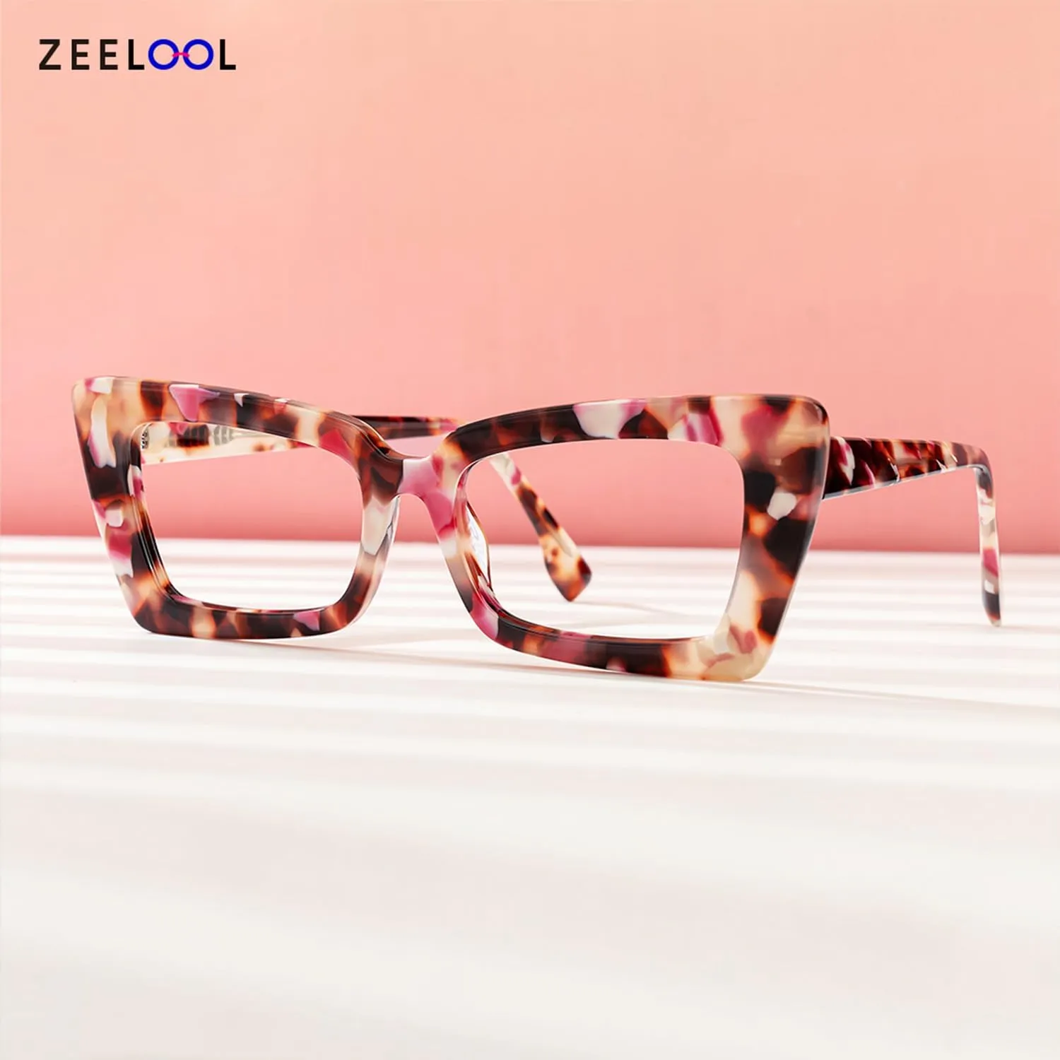 Zeelool Retro Thick Blue Light Blocking Glasses, Acetate Rectangle Glasses Frame for Women Newell VFP0236