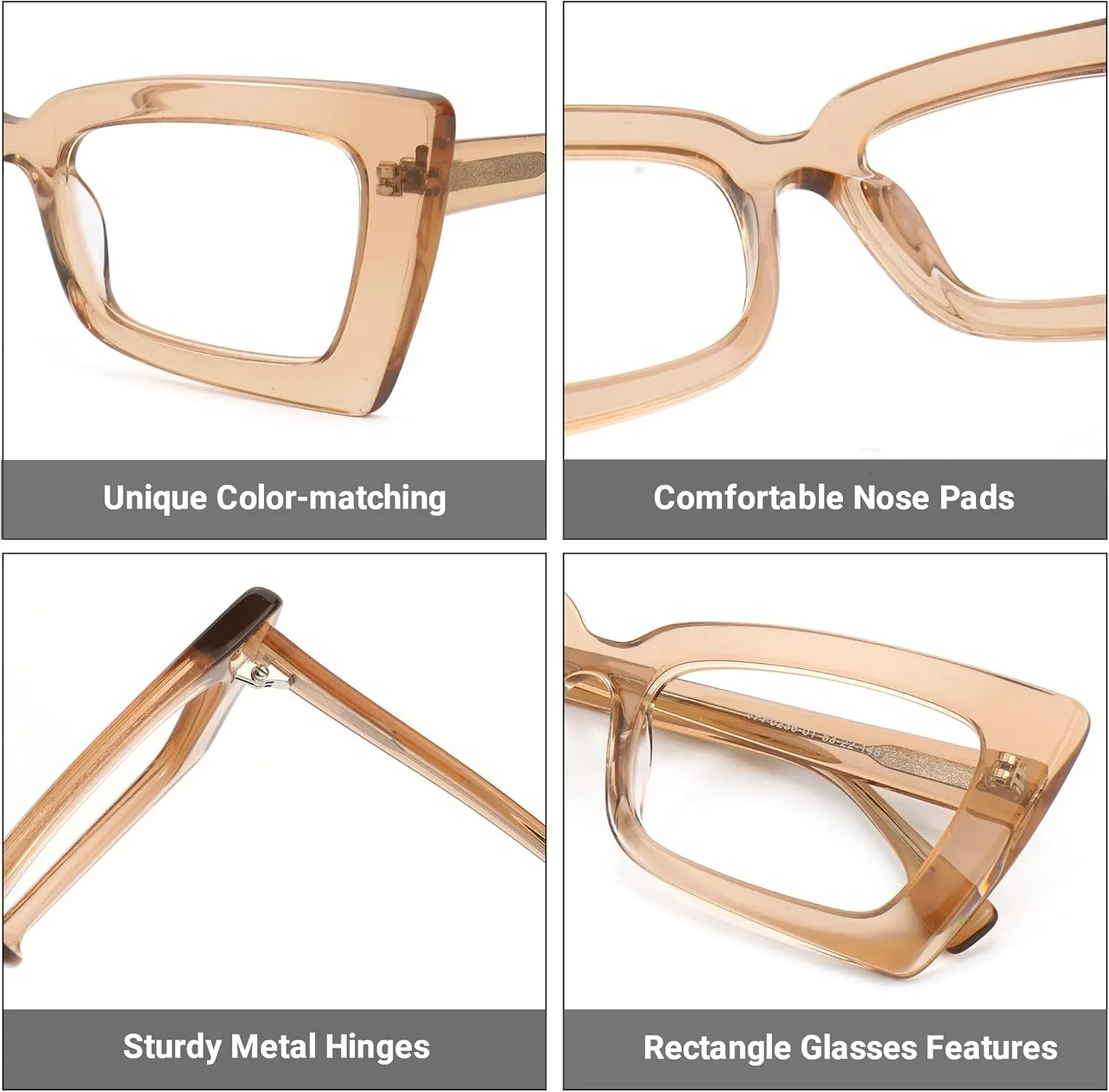 Zeelool Retro Thick Blue Light Blocking Glasses, Acetate Rectangle Glasses Frame for Women Newell VFP0236