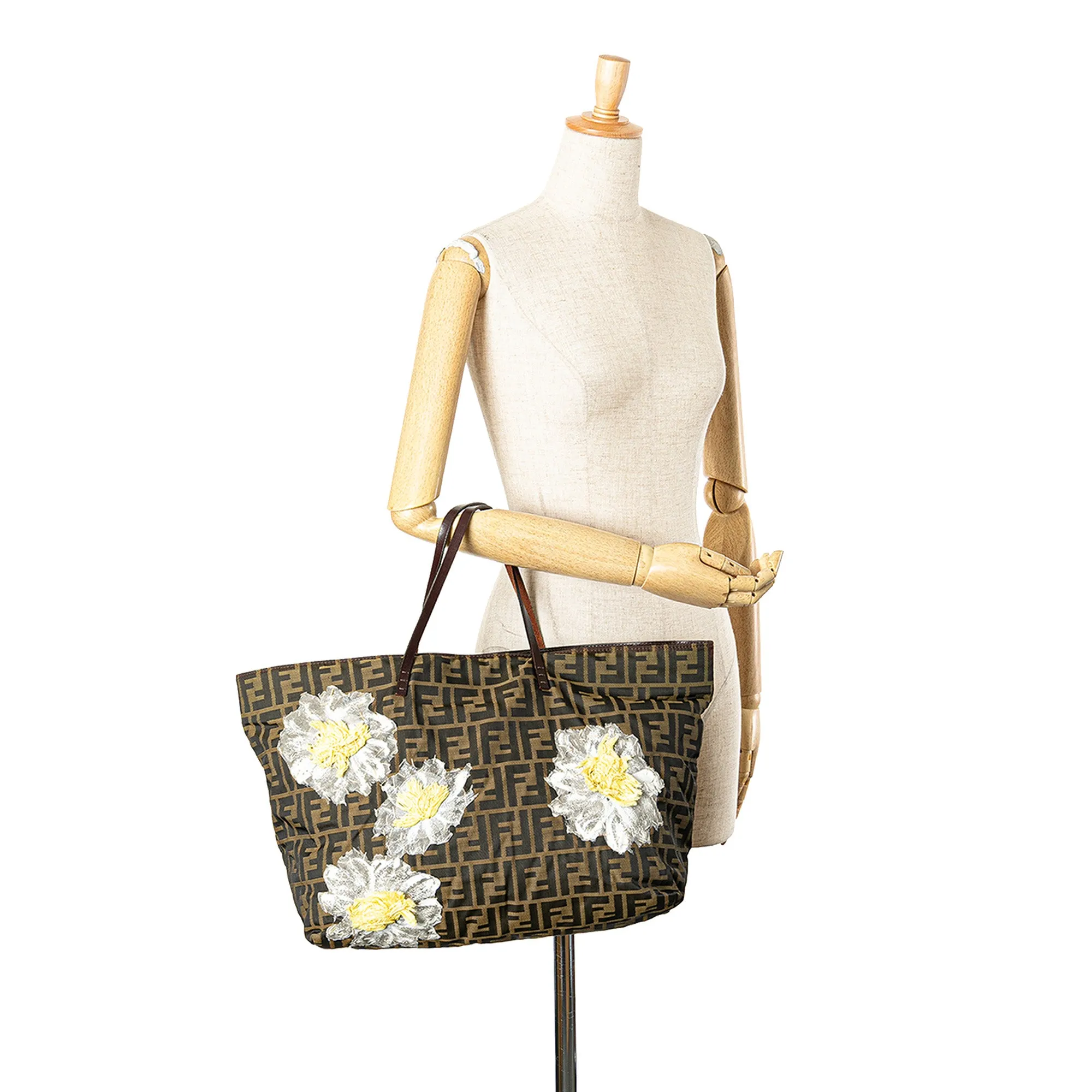 Zucca Canvas Flower Applique Tote