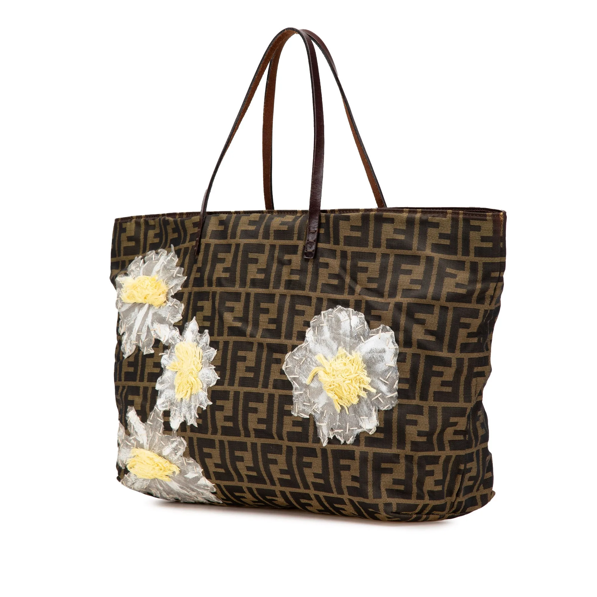 Zucca Canvas Flower Applique Tote