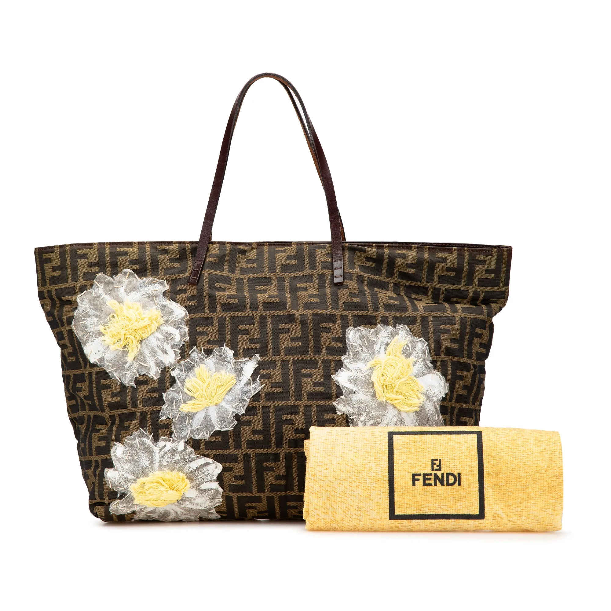 Zucca Canvas Flower Applique Tote