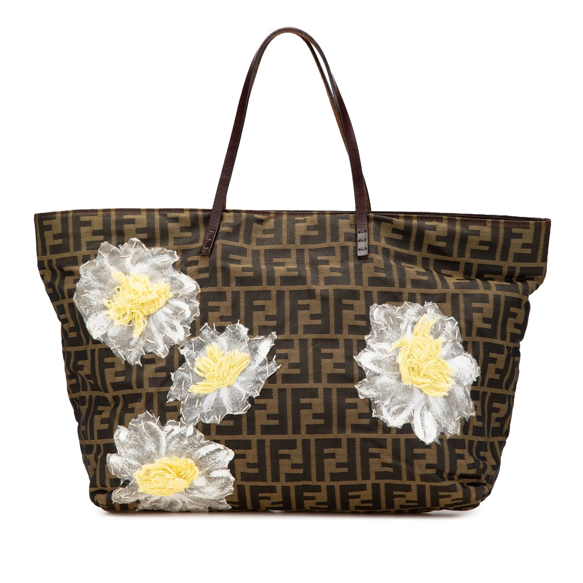 Zucca Canvas Flower Applique Tote